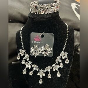 Paparazzi Silver Crystal Necklace Set